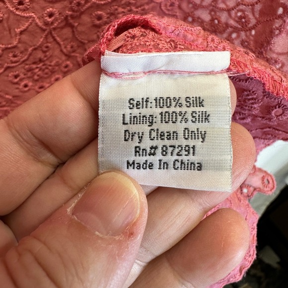 4 Love and Liberty Johnny Was Dress XS Pink Silk Eyelet Sleeveless New No Lining - Picture 8 of 8